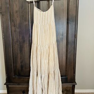 Elan Cream Sleeveless Tiered Maxi Dress